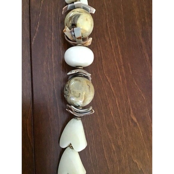 Vintage Miriam Haskell Earth Tone Stone Glass Bead Shell Necklace Boho Chunky - Picture 5 of 13